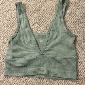 Urban Outfitters Olive Ribbed Knit Top